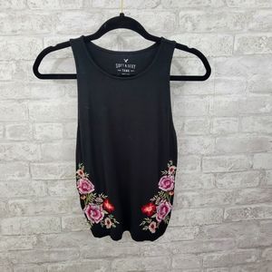 Black Floral Tank Top